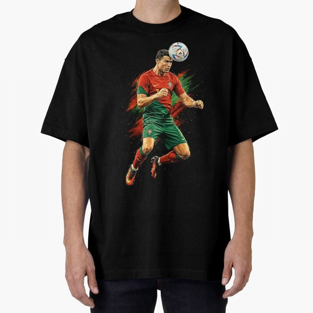 Cristiano Ronaldo Football Legend Oversized T-Shirt Capture the FIFA World Cup 2026 Group Stage Journey through CR7 Highlights, Portugal, Spain and Germany Pride, Vintage Soccer Flavor, Modern Football Stars, National Flags and Final Night Emotion;