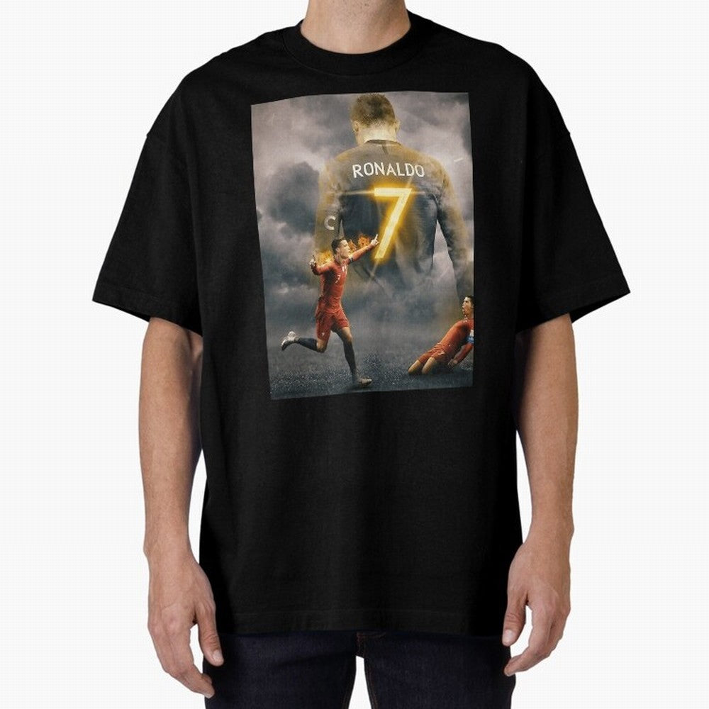 Aesthetic Ronaldo Poster Oversized T-Shirt Celebrate Classic Football Spirit in the FIFA World Cup 2026 USA Canada Mexico Journey through Neymar Highlights, Spain Pride, Champion Mindset, Group Stage Buzz, Knockout Tension and Passionate Fan