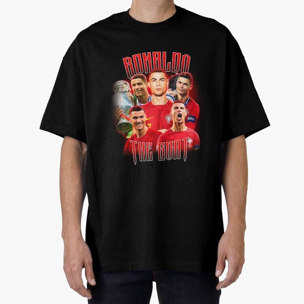 Cristiano Ronaldo The Goat Bootleg Oversized T-Shirt Support FIFA World Cup 2026 Spirit, Celebrating England, France and Netherlands, Cristiano Ronaldo, Haaland and CR7, Global Supporter Spirit, Legendary Goals, National Colors and Tournament