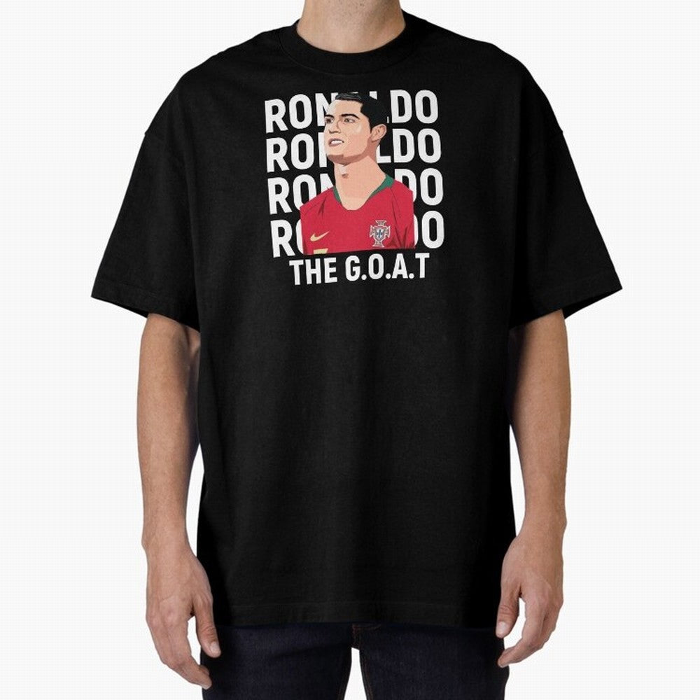 Ronaldo The Goat Oversized T-Shirt Honor the Beautiful Game during FIFA World Cup 2026 Group Stage for Fans of CR7 and Messi and France and Portugal, Bringing Champion Mindset, Group Stage Buzz, Knockout Tension and Passionate Fan Culture; Perfect