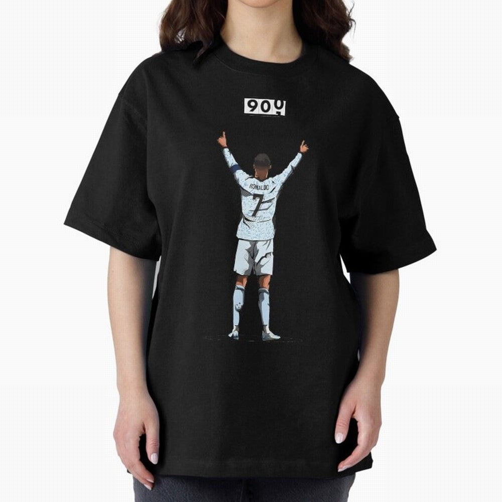 Ronaldo 900 Goals Celebration Iconic Football Design Oversized T-Shirt Feel the Heartbeat of FIFA World Cup 2026 USA Canada Mexico Spirit, with Brazil, Mbappe, Worldwide Fan Energy, Dramatic Goals, Stadium Lights and Championship Celebrations;