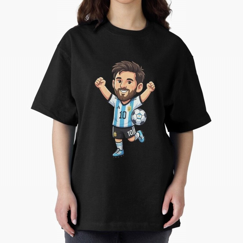 Cute Football Champion Cartoon Design Oversized T-Shirt Embrace FIFA World Cup 2026 Group Stage for Fans of Cristiano Ronaldo, Haaland and CR7 and Germany, Bringing Vintage Soccer Flavor, Modern Football Stars, National Flags and Final Night