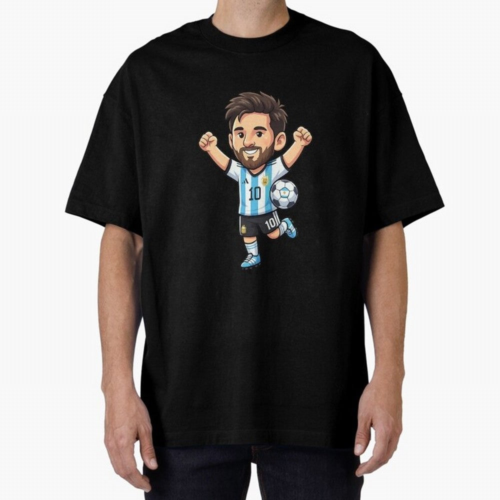 Cute Football Champion Cartoon Design Oversized T-Shirt Embrace FIFA World Cup 2026 Group Stage for Fans of Cristiano Ronaldo, Haaland and CR7 and Germany, Bringing Vintage Soccer Flavor, Modern Football Stars, National Flags and Final Night