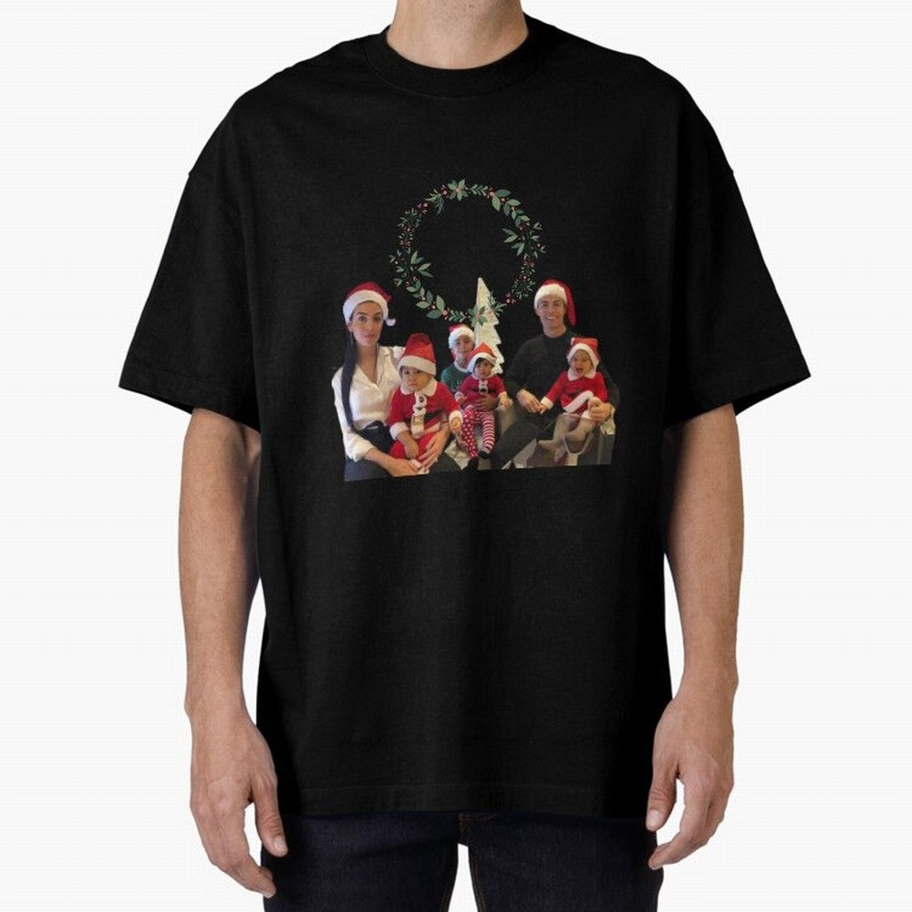 Cristiano ronaldo siuuu familly - siuuu Merry Christmas Oversized T-Shirt Join Supporters Worldwide for Match Day Hype around FIFA World Cup 2026, Haaland and Mbappe, Portugal, Spain and Germany, Football Festival Excitement, Trophy Ambitions,