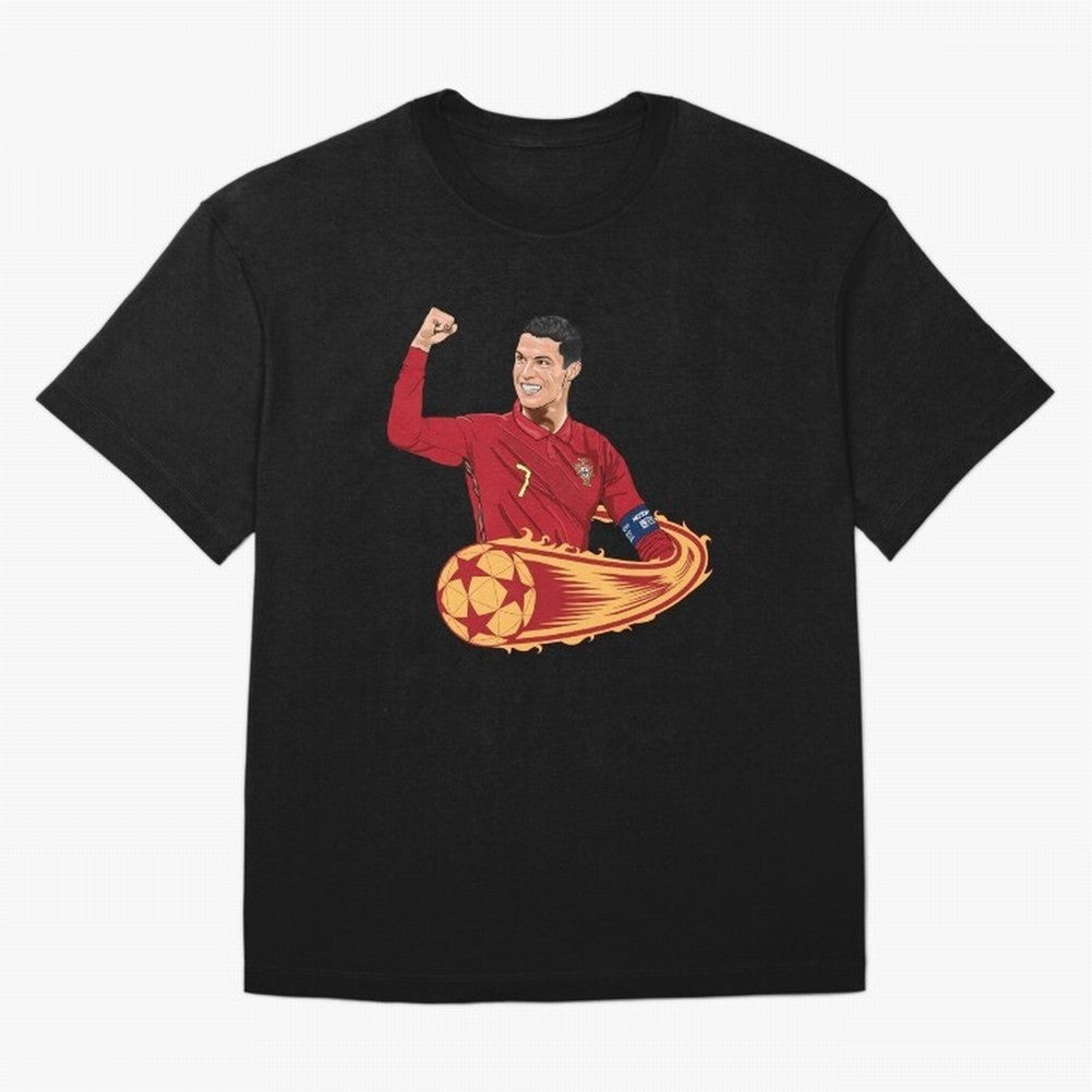 Cristiano Ronaldo drawing Oversized T-Shirt Celebrate Global Passion for Match Day Hype around FIFA World Cup 2026 Group Stage, CR7 and Messi, Spain and Netherlands, Fan Favorite Moments, National Team Passion, Big Match Drama and Soccer History;