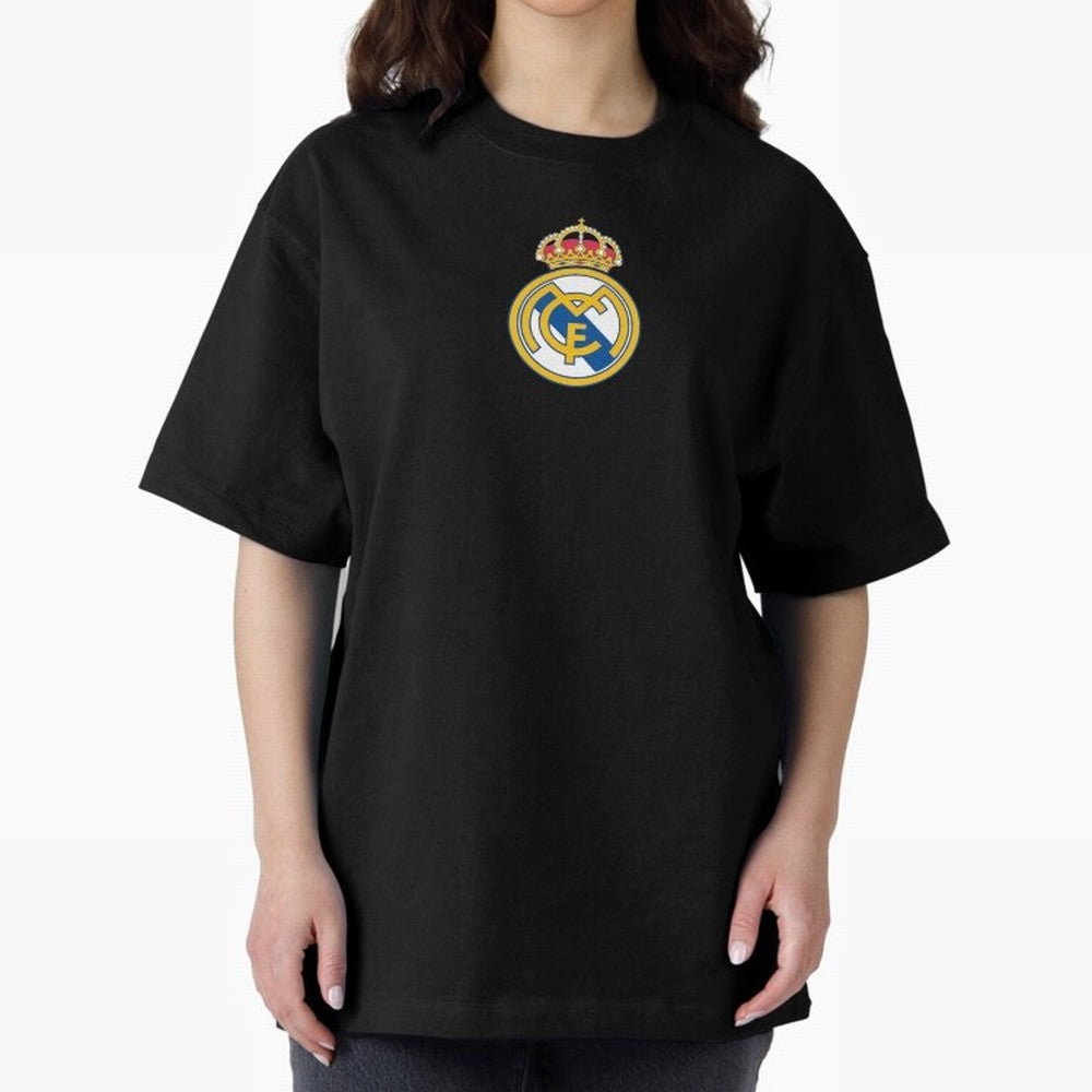 RE-AL-MAD-RID- Logo FC Merchandise Oversized T-Shirt Keep Football History Alive during Match Day Hype around FIFA World Cup 2026 USA Canada Mexico, CR7 and Messi, Spain and Netherlands, Football History, Final Match Energy, Crowd Noise and Once in