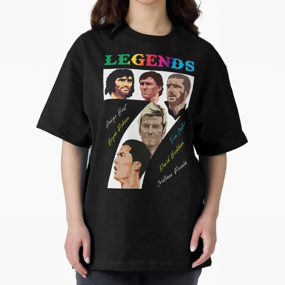 LEGENDS OF FOOTBALL Oversized T-Shirt Show Your Love for FIFA World Cup 2026 Group Stage Driven by Cristiano Ronaldo, Haaland and CR7, England Energy, Vintage Soccer Flavor, Modern Football Stars, National Flags and Final Night Emotion; Great for