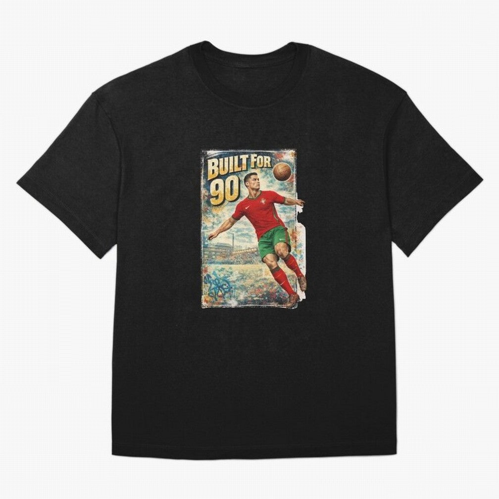 Built For 90 ¨C Vintage Football Streetwear Poster Oversized T-Shirt Carry the Dream of FIFA World Cup 2026 Group Stage for Fans of Messi and England, Bringing Retro Football Energy, Iconic Rivalries, Trophy Chase Drama and Stadium Atmosphere;