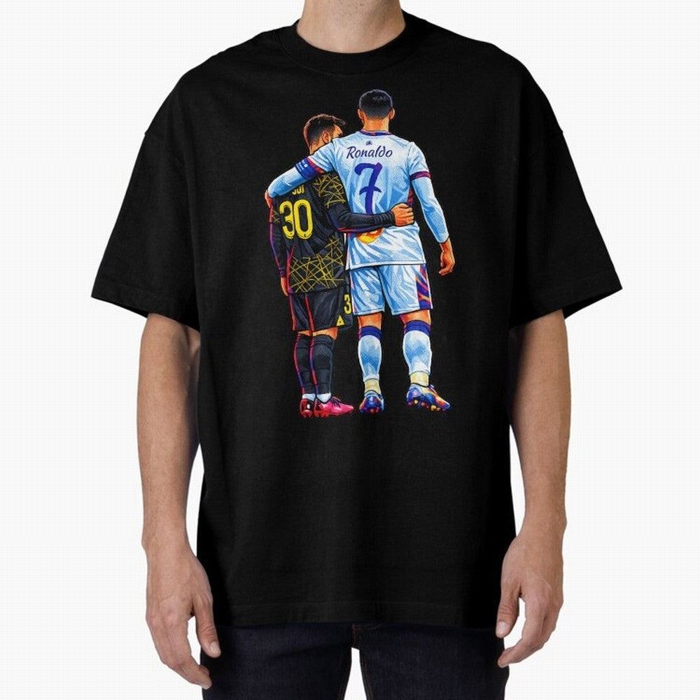 2 GOATS Oversized T-Shirt Bring International Match Energy to FIFA World Cup 2026 Group Stage for Fans of Neymar and Netherlands, Bringing Championship Spirit, Famous Goals, Roaring Crowds and International Football Unity; Great for Watch Parties,
