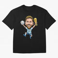 Messi Campion Caricatur Oversized T-Shirt Represent Fans Who Live for FIFA World Cup 2026 USA Canada Mexico Made for Mbappe and Neymar, Portugal Energy, Fan Favorite Moments, National Team Passion, Big Match Drama and Soccer History; Great for