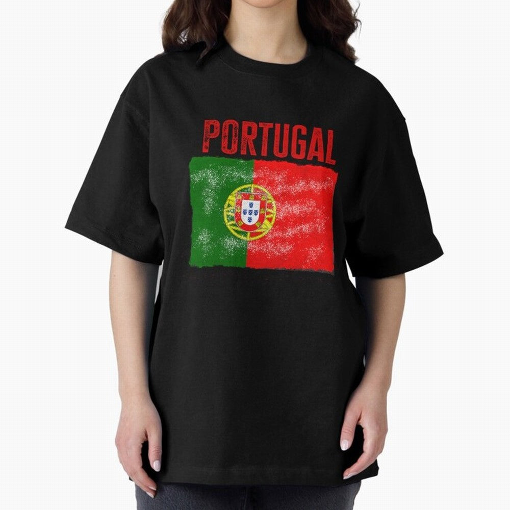 Portugal Oversized T-Shirt Cheer for Global Football Passion for FIFA World Cup 2026, Centered on Neymar, Haaland and Cristiano Ronaldo, Argentina and Brazil, Match Day Excitement, Supporter Culture, Golden Goals and Global Football Passion; Great