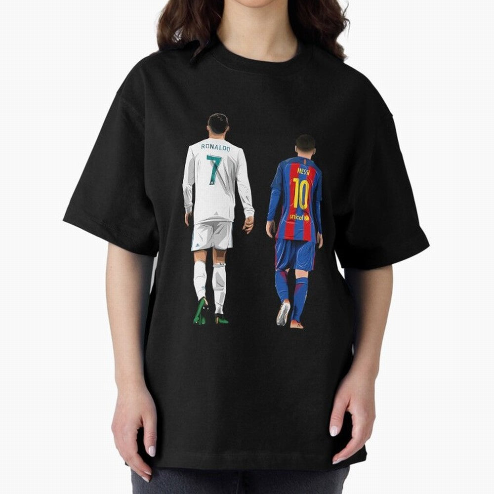 Cristiano Ronaldo And Messi Oversized T-Shirt Step into FIFA World Cup 2026 Centered on Neymar, Brazil, Portugal and Argentina Energy, Football History, Final Match Energy, Crowd Noise and Once in a Lifetime Moments; Great for Watch Parties, Sports