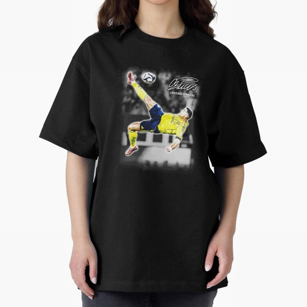 Cristiano Ronaldo Bicycle Kick Oversized T-Shirt Relive the Noise and Pride of Global Football Passion for FIFA World Cup 2026 USA Canada Mexico, Driven by Messi and Cristiano Ronaldo, Portugal, Spain and Germany, Fan Favorite Moments, National