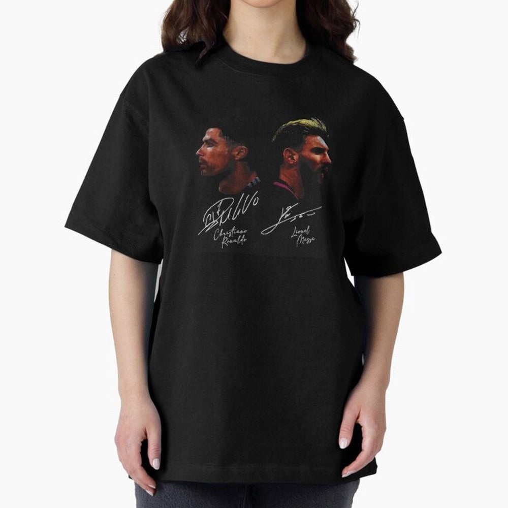 Cristiano Ronaldo & Lionel Messi Signature Oversized T-Shirt Join the Countdown to FIFA World Cup 2026 Spirit, Filled with Portugal, Spain and Germany, Neymar, Haaland and Cristiano Ronaldo, Tournament Hype, Historic Matchups, Family Viewing