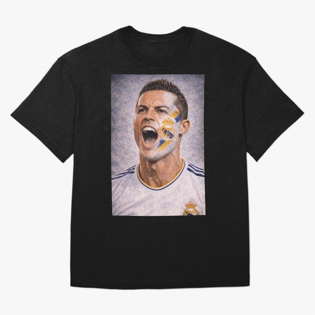 Cristiano Ronaldo ¡ª A Fan Portrait in Motion Oversized T-Shirt Honor the Football Icons of FIFA World Cup 2026 Group Stage Featuring CR7, England Energy, Soccer Culture, Superstar Moments, National Team Dreams and Competitive Fire; Perfect for
