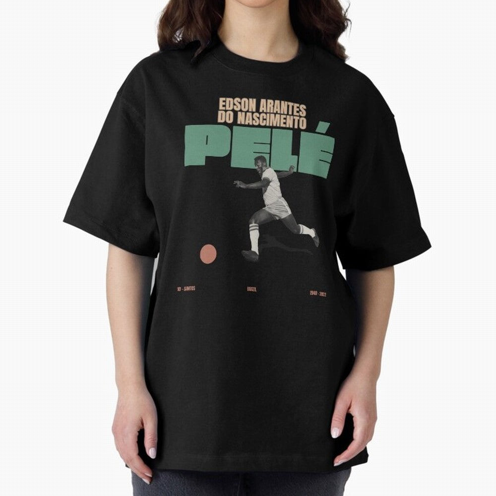 Pele Minimalist Oversized T-Shirt Relive Legendary Nights from FIFA World Cup 2026 for Fans of Messi, Neymar and Mbappe and Netherlands, Bringing Sports Nostalgia, International Competition, Famous Players and Unforgettable Victories; Perfect for