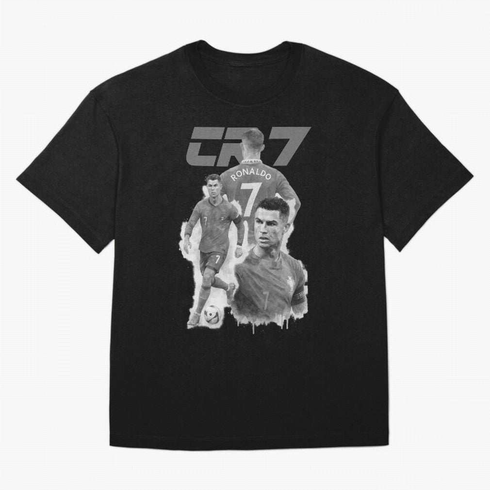 CR7 Cristiano Ronaldo illustration ink black white watercolour Oversized T-Shirt Upgrade Match Day Hype around FIFA World Cup 2026 Group Stage, Mbappe, Argentina, France and Brazil, Supporter Pride, Iconic Celebrations, Legendary Names and Global