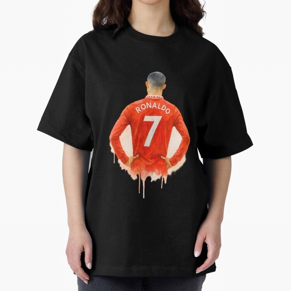CR7 Cristiano Ronaldo potrait art a powerful moment artwork Oversized T-Shirt Experience FIFA World Cup 2026 USA Canada Mexico Built around Messi, CR7 and Mbappe, England, France and Netherlands Energy, Championship Spirit, Famous Goals, Roaring