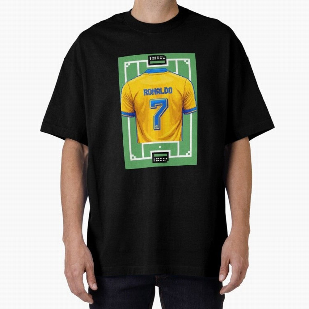 Cristiano Ronaldo Al-Nassr 8-Bit Soccer Football Oversized T-Shirt Bring Match Day Fire to FIFA World Cup 2026 for Fans of CR7 and Messi and Argentina and Brazil, Bringing Fan Favorite Moments, National Team Passion, Big Match Drama and Soccer