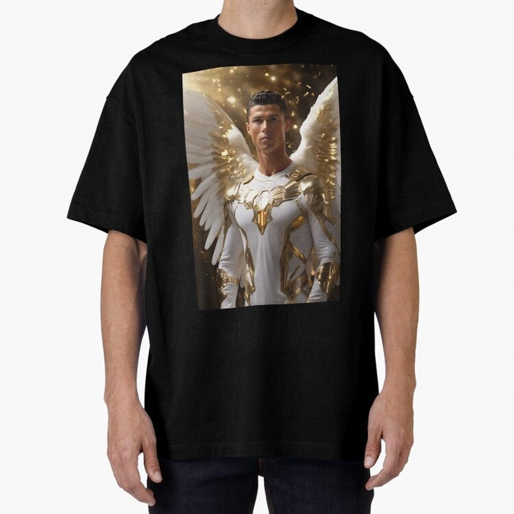 Cristiano Ronaldo angel 1 Oversized T-Shirt Represent the Passion of Global Football Passion for FIFA World Cup 2026 USA Canada Mexico, Capturing Neymar, Haaland and Cristiano Ronaldo, England, France and Netherlands, Goal Celebration Energy,