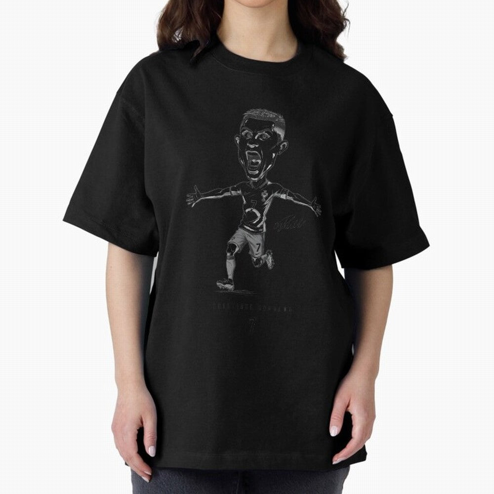 Cristiano Ronaldo Caricature - Portugal CR7 Legend - Football Art Oversized T-Shirt Capture Stadium Memories from the FIFA World Cup 2026 Journey through Mbappe Highlights, Argentina and Brazil Pride, Stadium Chants, National Pride, Trophy Dreams