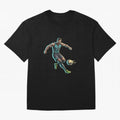 Cyberpunk Cristiano Ronaldo: Futuristic CR7 Kicking Glowing Soccer Ball Fan Art Oversized T-Shirt Carry the Colors and Pride of the FIFA World Cup 2026 USA Canada Mexico Journey through Neymar, Haaland and Cristiano Ronaldo Highlights, England and
