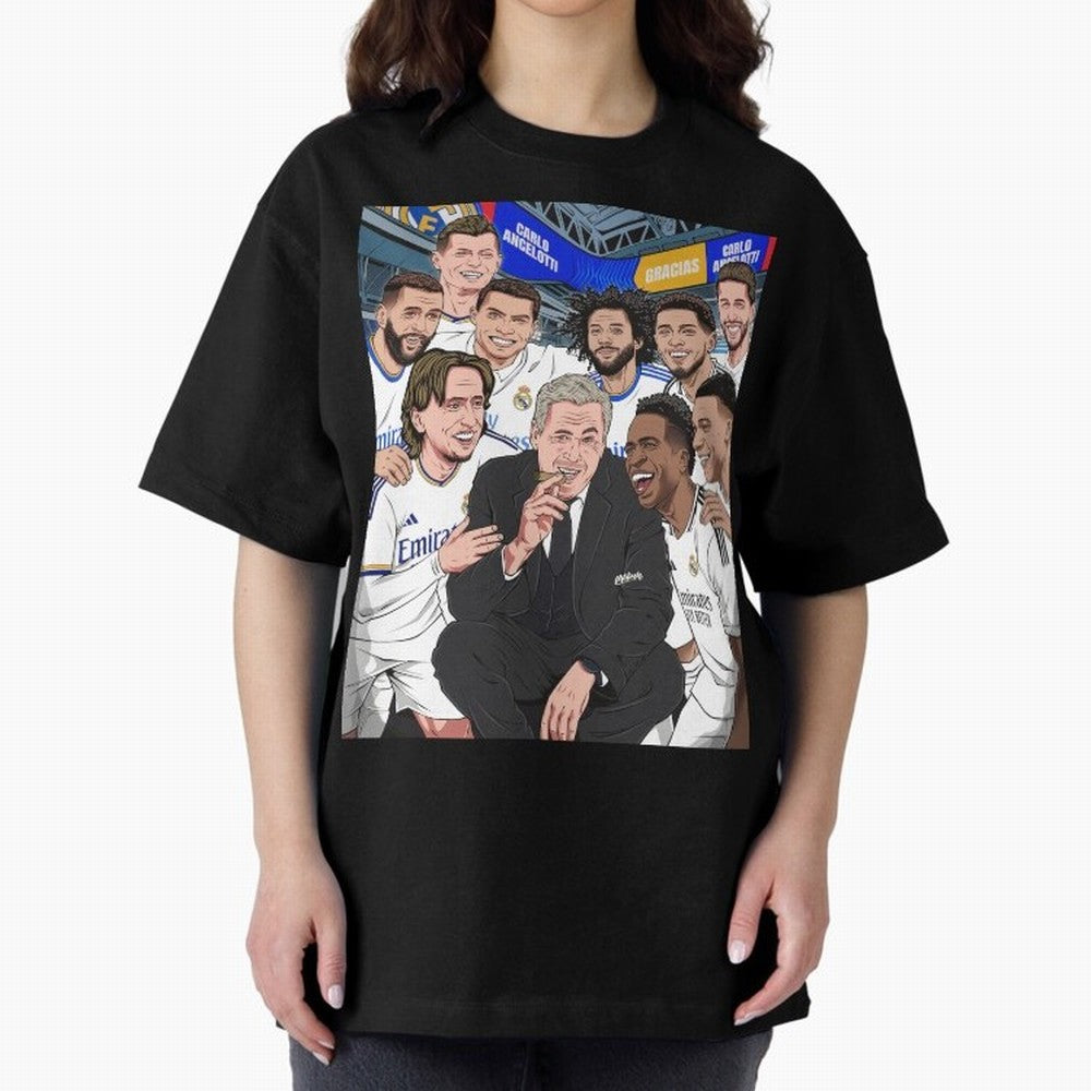 Carlo Ancelotti and Real Madrid Players Oversized T-Shirt Fuel the Hype around the FIFA World Cup 2026 Group Stage Journey through Cristiano Ronaldo Highlights, Spain Pride, Retro Football Energy, Iconic Rivalries, Trophy Chase Drama and Stadium