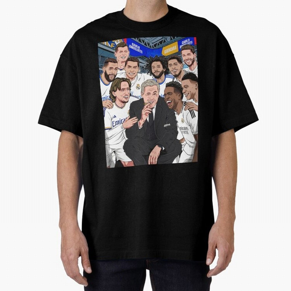 Carlo Ancelotti and Real Madrid Players Oversized T-Shirt Fuel the Hype around the FIFA World Cup 2026 Group Stage Journey through Cristiano Ronaldo Highlights, Spain Pride, Retro Football Energy, Iconic Rivalries, Trophy Chase Drama and Stadium