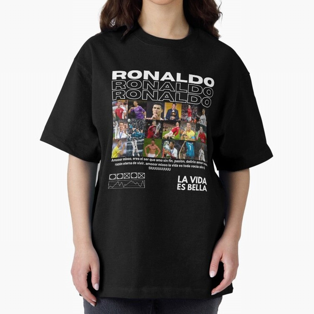 Cristiano Ronaldo CR7 Collage Oversized T-Shirt Embrace FIFA World Cup 2026 Group Stage with Cristiano Ronaldo, Haaland and CR7, Spain and Netherlands Energy, Soccer Culture, Superstar Moments, National Team Dreams and Competitive Fire; Great for