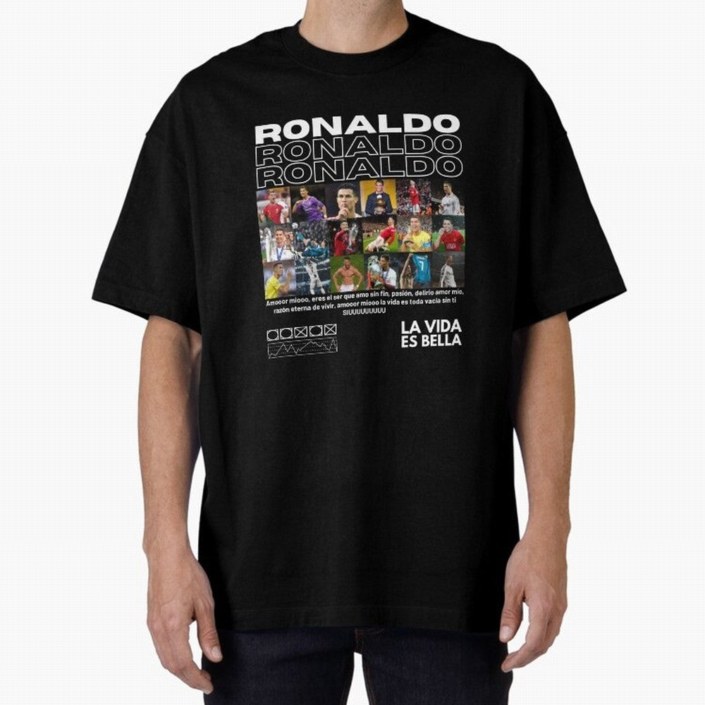 Cristiano Ronaldo CR7 Collage Oversized T-Shirt Embrace FIFA World Cup 2026 Group Stage with Cristiano Ronaldo, Haaland and CR7, Spain and Netherlands Energy, Soccer Culture, Superstar Moments, National Team Dreams and Competitive Fire; Great for