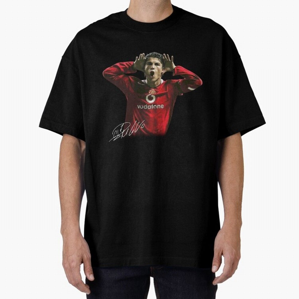 Cristiano Ronaldo T-Shirt Young Manchester Ronaldo - Celebration Oversized T-Shirt Honor the Beautiful Game during the FIFA World Cup 2026 Journey through CR7 and Messi Highlights, England and Germany Pride, Stadium Chants, National Pride, Trophy