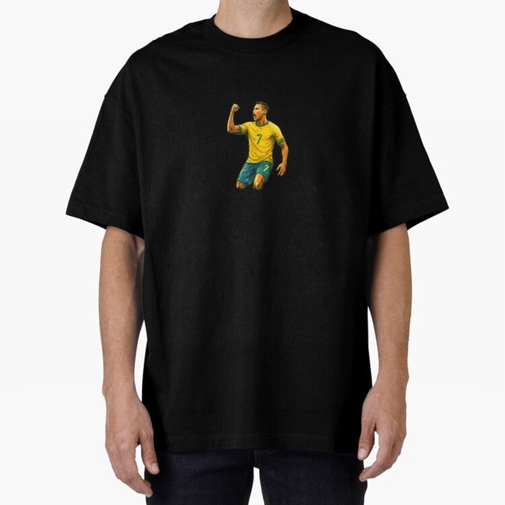 Energetic Soccer Celebration ¨C Number 7 Sketch Art Oversized T-Shirt Relive the Noise and Pride of FIFA World Cup 2026 Group Stage for Fans of Messi, Neymar and Mbappe and England, France and Netherlands, Bringing Worldwide Fan Energy, Dramatic