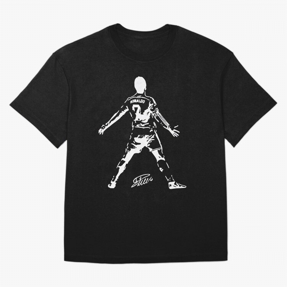 Retro Football Player Celebration Silhouette Artwork For Men And Gift For Soccer Fans Oversized T-Shirt Celebrate Classic Football Spirit in Global Football Passion for FIFA World Cup 2026 Group Stage, Centered on Messi, Neymar and Mbappe,