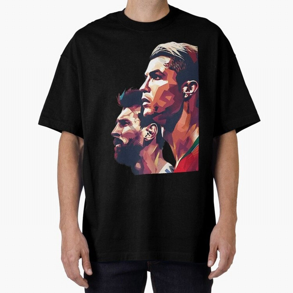 ronaldo and messi - Goat Oversized T-Shirt Bring Stadium Energy to Match Day Hype around FIFA World Cup 2026 USA Canada Mexico, Mbappe, Germany, Champion Mindset, Group Stage Buzz, Knockout Tension and Passionate Fan Culture; Ideal for Fans Who