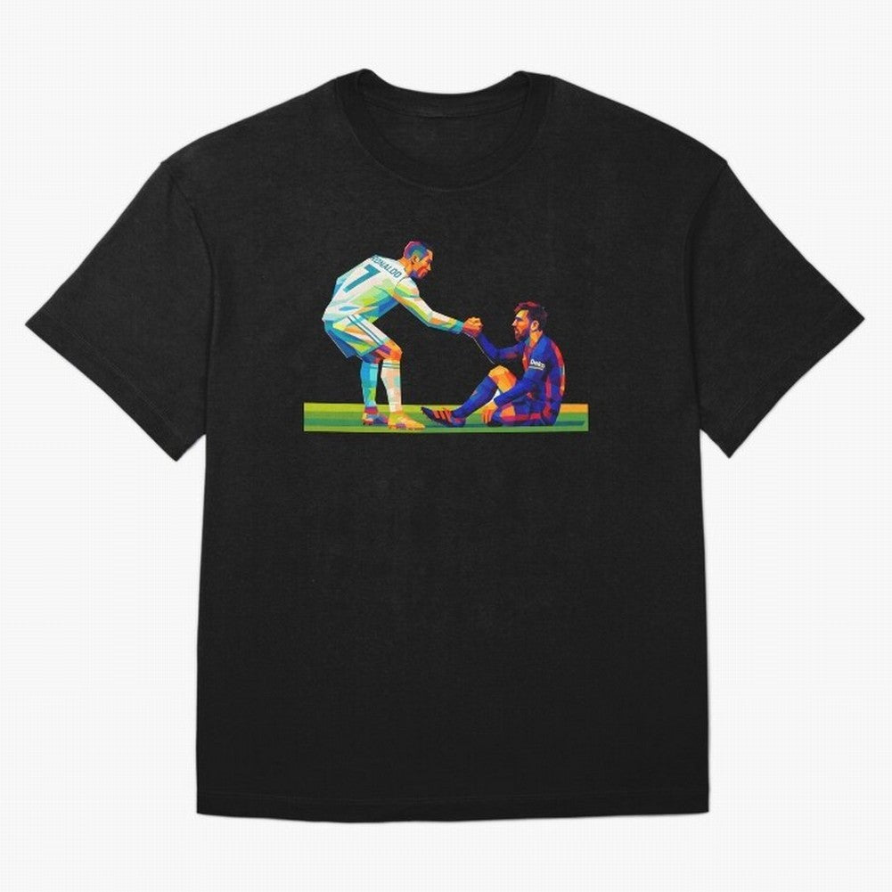 Cristiano Ronaldo & Messi Wpap Art Oversized T-Shirt Feel the Heartbeat of FIFA World Cup 2026 Group Stage Connected to Haaland and Mbappe, England, France and Netherlands Energy, Football History, Final Match Energy, Crowd Noise and Once in a