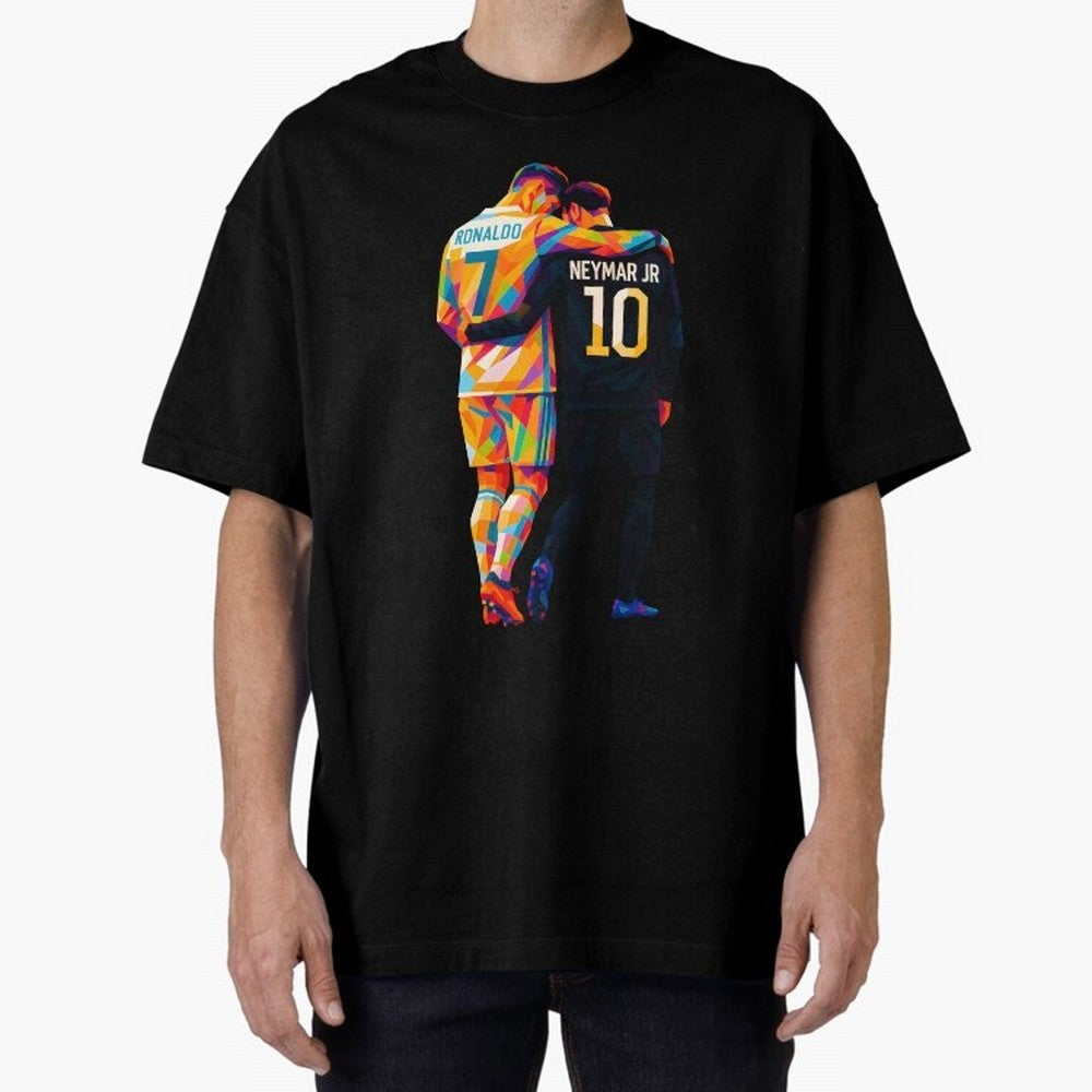 Cristiano Ronaldo & Neymar JR Wpap Art Oversized T-Shirt Stand Out with Spirit from FIFA World Cup 2026 with Cristiano Ronaldo, Haaland and CR7, France Energy, Retro Football Energy, Iconic Rivalries, Trophy Chase Drama and Stadium Atmosphere;