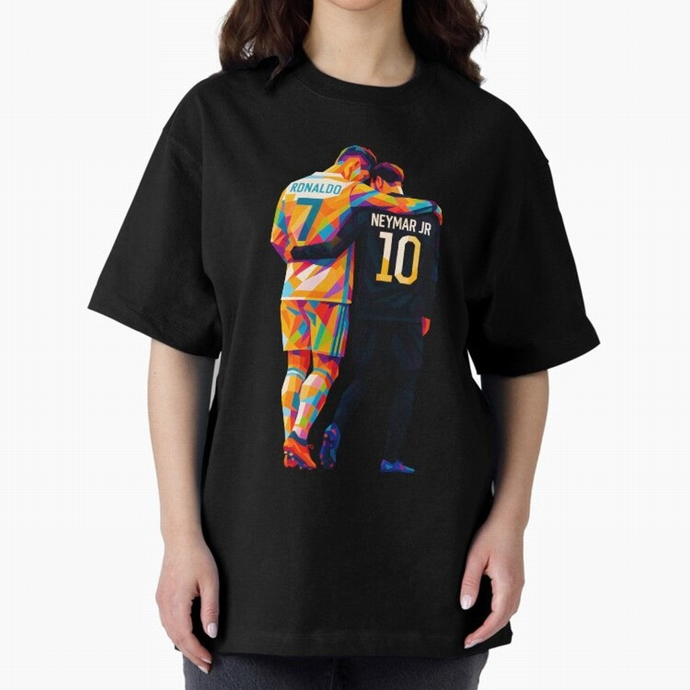Cristiano Ronaldo & Neymar JR Wpap Art Oversized T-Shirt Stand Out with Spirit from FIFA World Cup 2026 with Cristiano Ronaldo, Haaland and CR7, France Energy, Retro Football Energy, Iconic Rivalries, Trophy Chase Drama and Stadium Atmosphere;