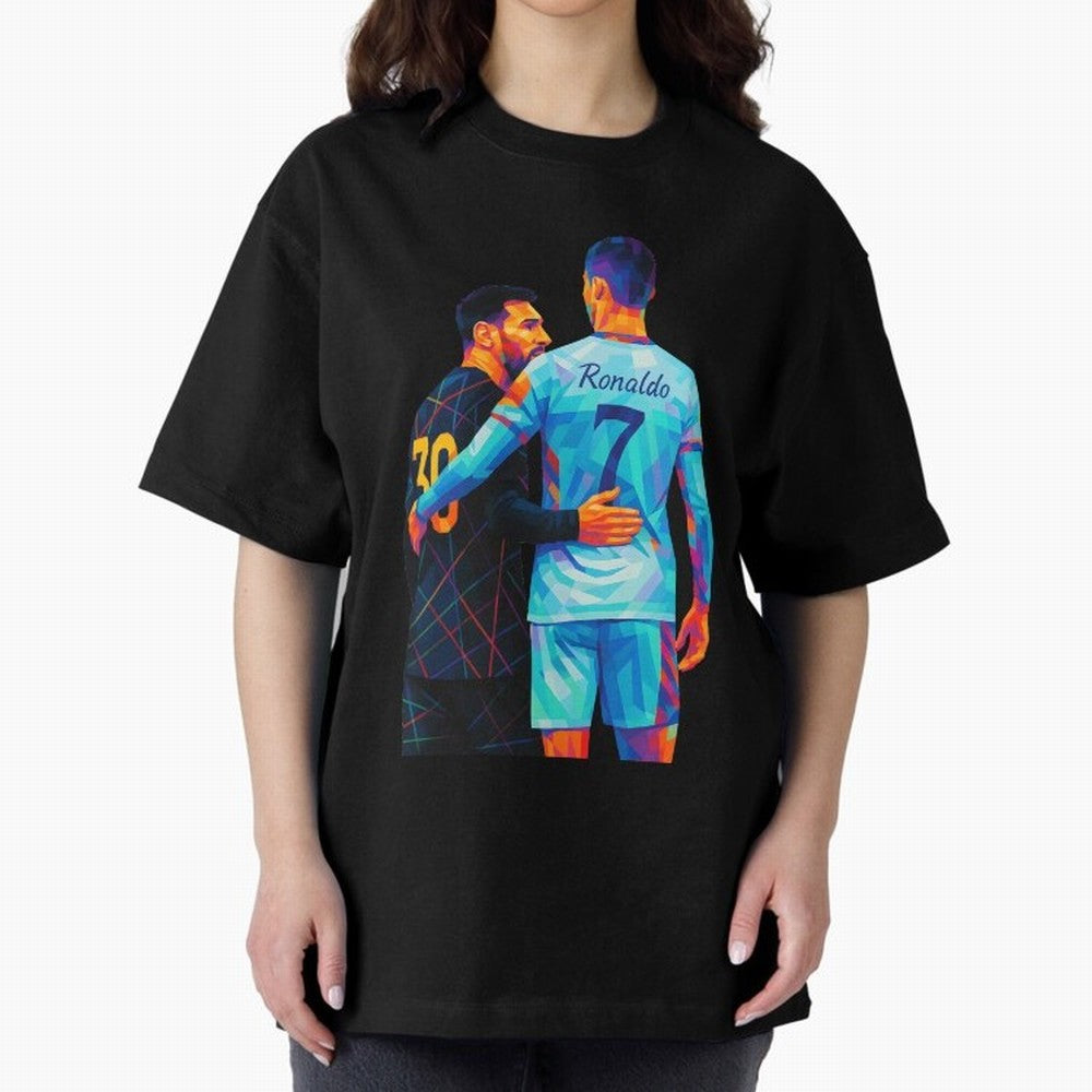 Cristiano Ronaldo & Messi Wpap Art Oversized T-Shirt Bring Retro Soccer Energy to FIFA World Cup 2026 USA Canada Mexico Spirit, Built around Argentina and Brazil, Neymar, Football Festival Excitement, Trophy Ambitions, Country Rivalries and Star