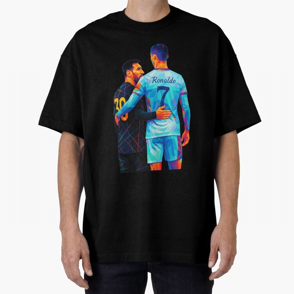 Cristiano Ronaldo & Messi Wpap Art Oversized T-Shirt Bring Retro Soccer Energy to FIFA World Cup 2026 USA Canada Mexico Spirit, Built around Argentina and Brazil, Neymar, Football Festival Excitement, Trophy Ambitions, Country Rivalries and Star
