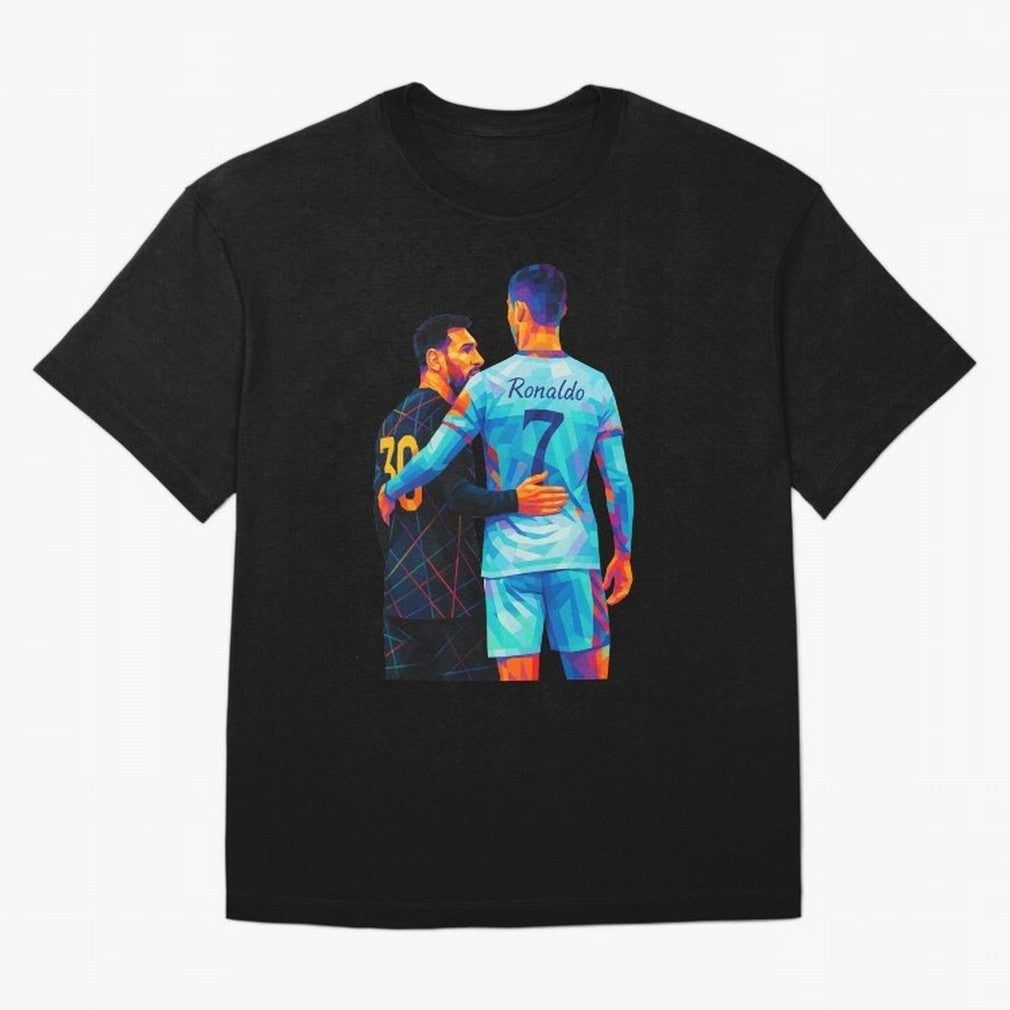 Cristiano Ronaldo & Messi Wpap Art Oversized T-Shirt Bring Retro Soccer Energy to FIFA World Cup 2026 USA Canada Mexico Spirit, Built around Argentina and Brazil, Neymar, Football Festival Excitement, Trophy Ambitions, Country Rivalries and Star