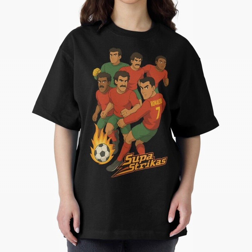 Supastrikas Portugal Team Version Oversized T-Shirt Celebrate the Stars of Match Day Hype around FIFA World Cup 2026 Group Stage, Neymar, Haaland and Cristiano Ronaldo, Germany, Supporter Pride, Iconic Celebrations, Legendary Names and Global Match