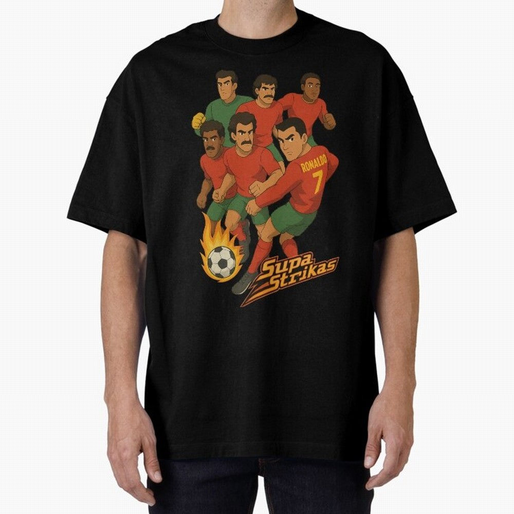 Supastrikas Portugal Team Version Oversized T-Shirt Celebrate the Stars of Match Day Hype around FIFA World Cup 2026 Group Stage, Neymar, Haaland and Cristiano Ronaldo, Germany, Supporter Pride, Iconic Celebrations, Legendary Names and Global Match