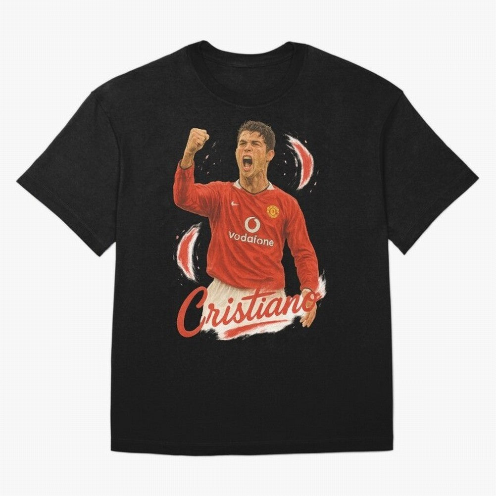 Young Cristiano Ronaldo Man United Art ¨C Rising Soccer Legend Tribute	 Oversized T-Shirt Celebrate the Biggest Stage of the FIFA World Cup 2026 Journey through Haaland and Mbappe Highlights, Portugal Pride, Goal Celebration Energy, Supporter