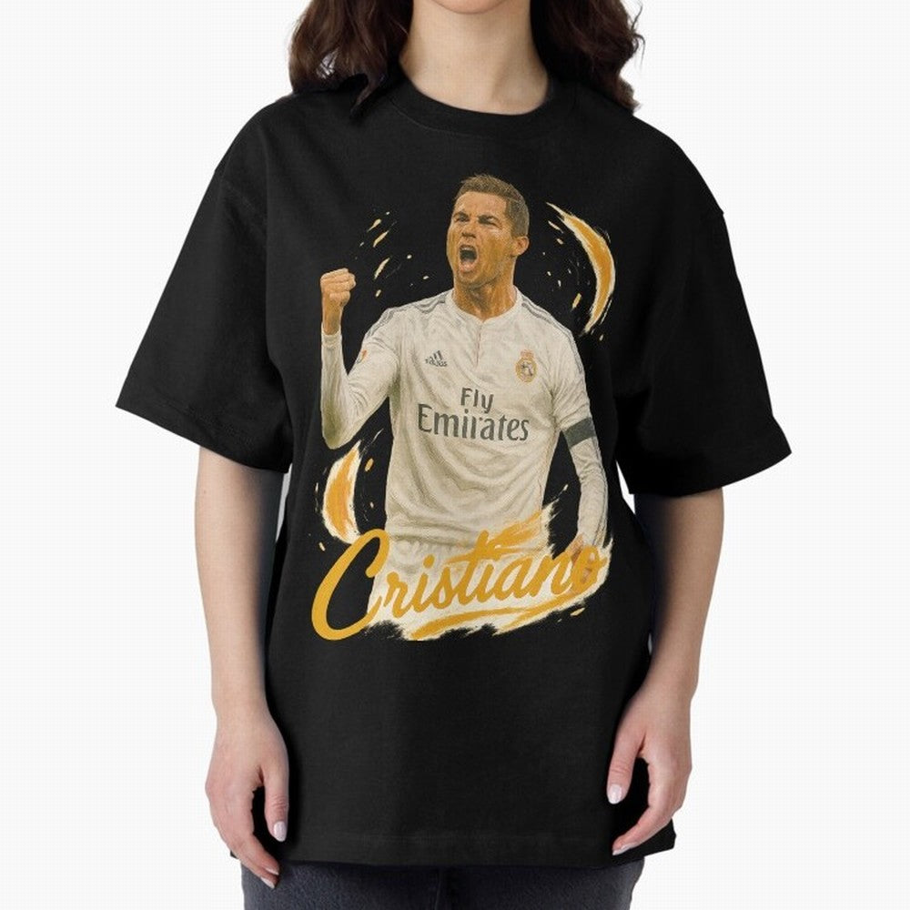 Cristiano Ronaldo Madrid Art - Iconic Soccer Legend Tribute Oversized T-Shirt Celebrate Fan Favorites in FIFA World Cup 2026 Capturing Mbappe, Argentina Energy, Champion Mindset, Group Stage Buzz, Knockout Tension and Passionate Fan Culture;
