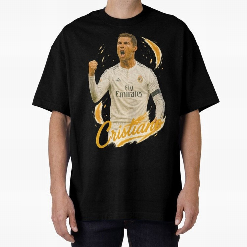 Cristiano Ronaldo Madrid Art - Iconic Soccer Legend Tribute Oversized T-Shirt Celebrate Fan Favorites in FIFA World Cup 2026 Capturing Mbappe, Argentina Energy, Champion Mindset, Group Stage Buzz, Knockout Tension and Passionate Fan Culture;