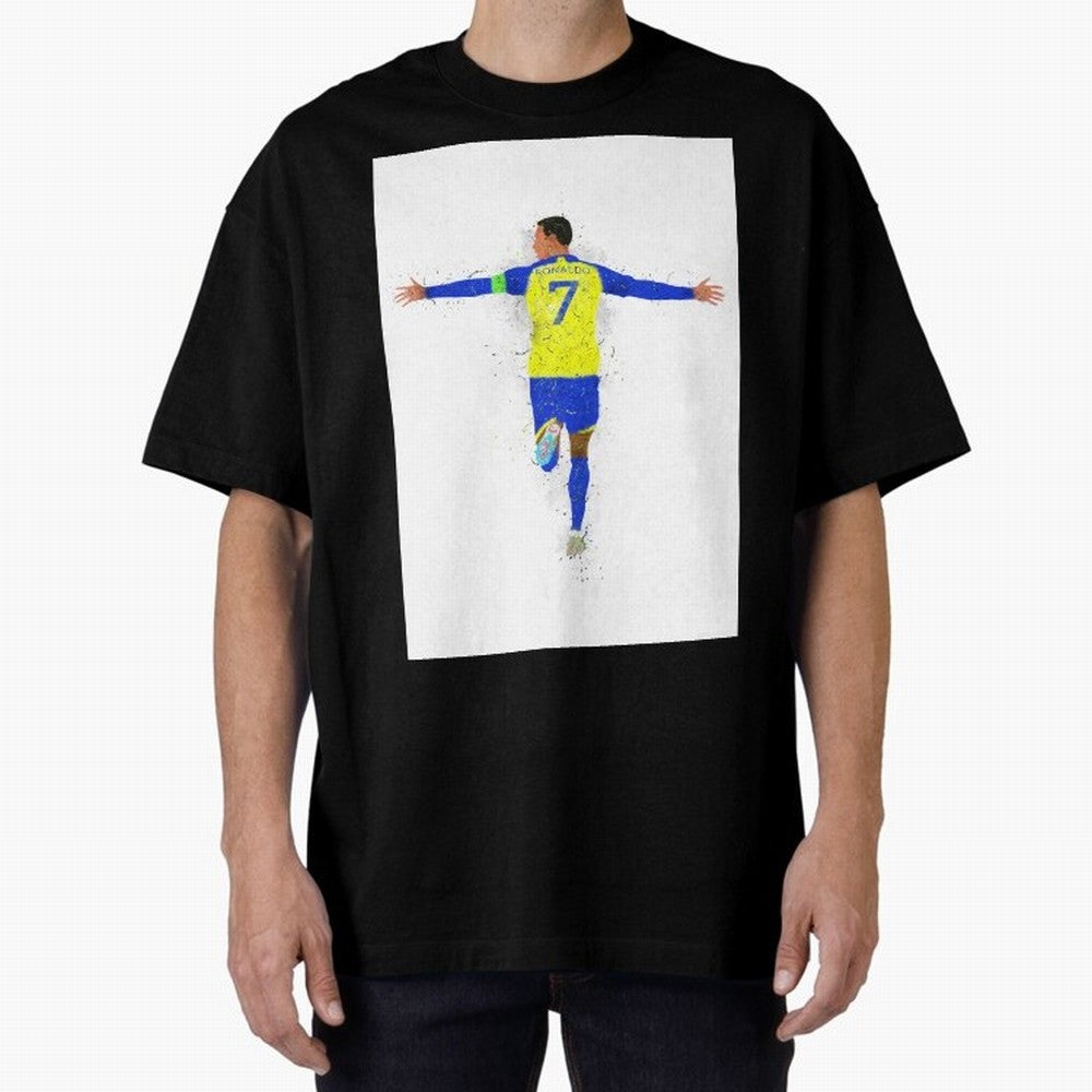 Cristiano Ronaldo Al Nassr Football Oversized T-Shirt Support the Legends of Global Football Passion for FIFA World Cup 2026, with Neymar, Haaland and Cristiano Ronaldo, Portugal, Spain and Germany, Football Festival Excitement, Trophy Ambitions,