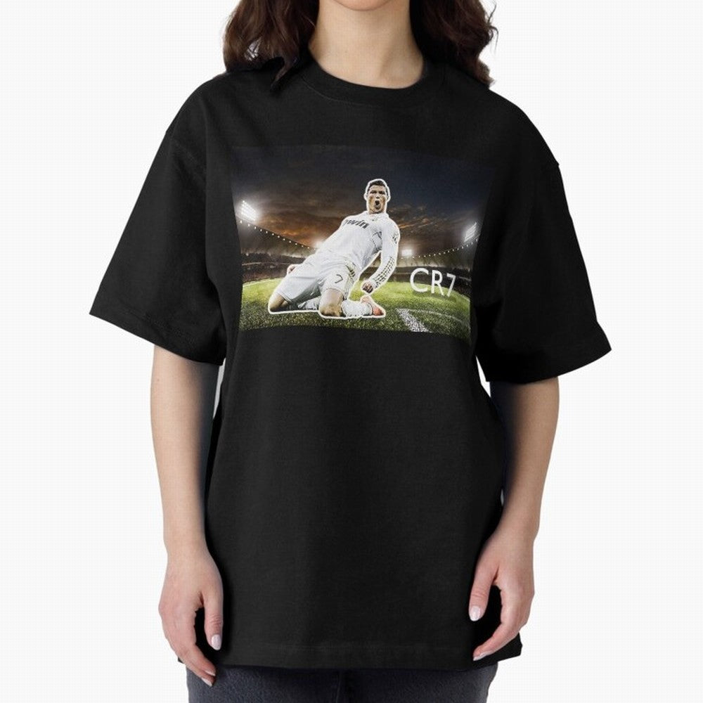 Cristiano Ronaldo Celebration Scene Oversized T-Shirt Represent Fans Who Live for FIFA World Cup 2026 Group Stage Spirit, Featuring France, Messi, Match Day Excitement, Supporter Culture, Golden Goals and Global Football Passion; Great for