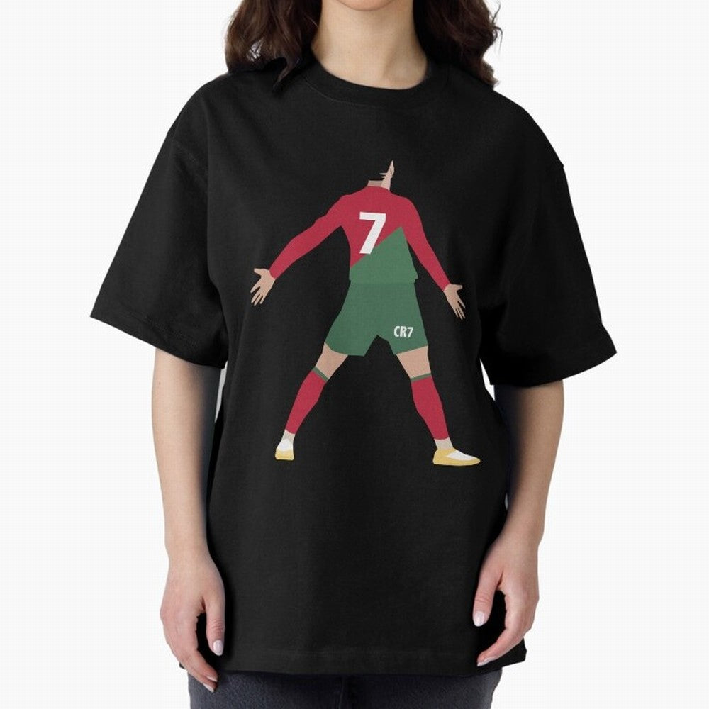 Cristiano Ronaldo illustration Oversized T-Shirt Feel FIFA World Cup 2026 Spirit, Featuring England and Germany, Haaland, Championship Spirit, Famous Goals, Roaring Crowds and International Football Unity; Great for Supporters Who Love Legendary