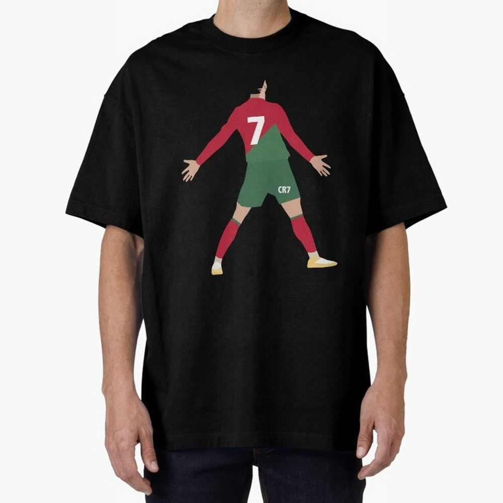 Cristiano Ronaldo illustration Oversized T-Shirt Feel FIFA World Cup 2026 Spirit, Featuring England and Germany, Haaland, Championship Spirit, Famous Goals, Roaring Crowds and International Football Unity; Great for Supporters Who Love Legendary