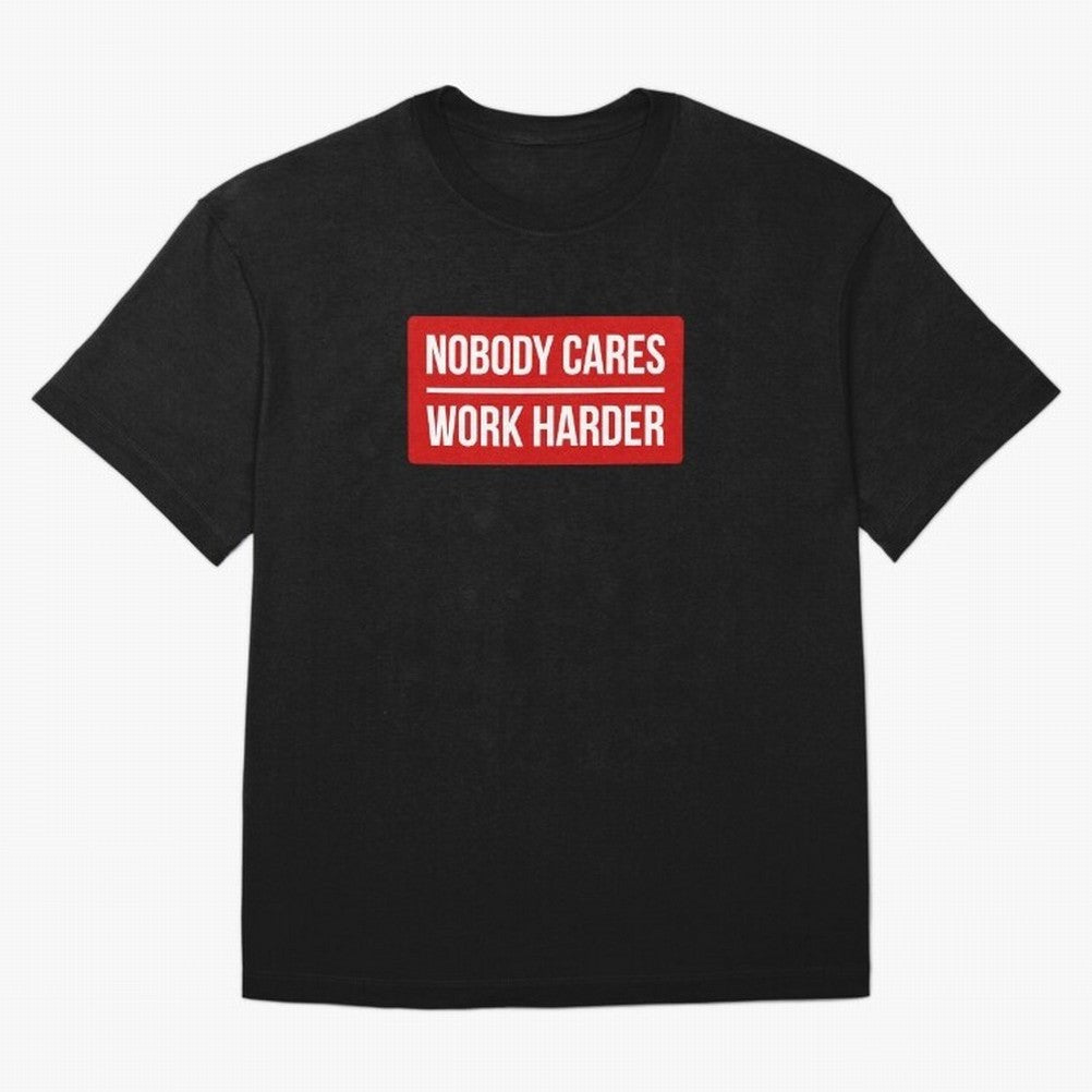 Nobody Cares Work Harder (Red Design) Oversized T-Shirt Remember Iconic Moments from FIFA World Cup 2026 Group Stage Spirit, Celebrating Argentina, Neymar, Tournament Hype, Historic Matchups, Family Viewing Parties and Global Sports Pride; Perfect